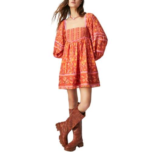 Women's Free People Endless Afternoon Long Sleeve Square Neck Babydoll Dress