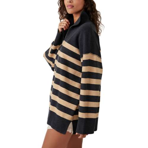 Women's Free People Coastal Stripe 1/4 Zip Sweater