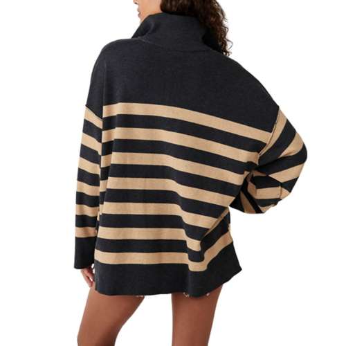 Women's Free People Coastal Stripe 1/4 Zip Sweater