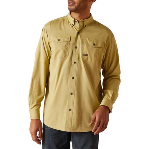 Men's Ariat Rebar Made Tough VentTEK DuraStretch Long Sleeve Button Up light shirt