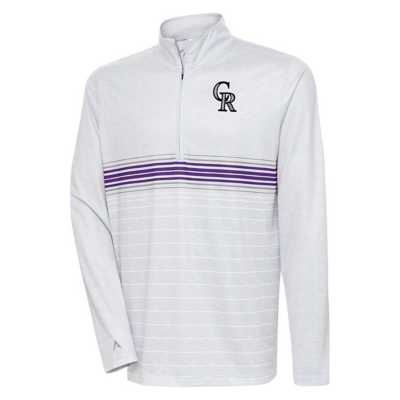 Colorado Rockies Antigua Compression Long Sleeve Button-Down Shirt -  Purple/White