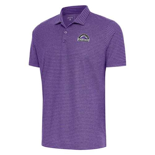 Colorado Rockies Antigua Compression Long Sleeve Button-Down Shirt -  Purple/White