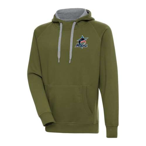 Antigua Miami Marlins Left Chest Logo Victory Hoodie