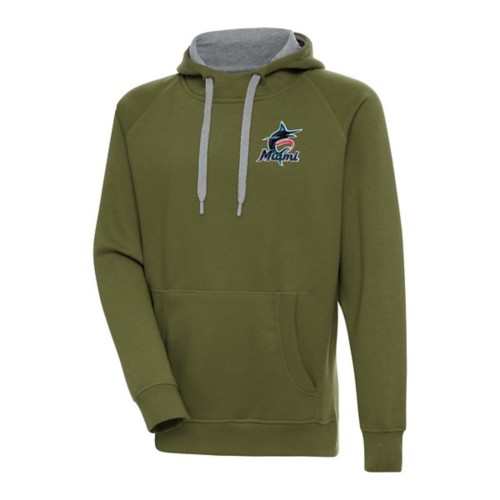 Antigua Miami Marlins Left Chest Logo Victory Hoodie - Primary Image