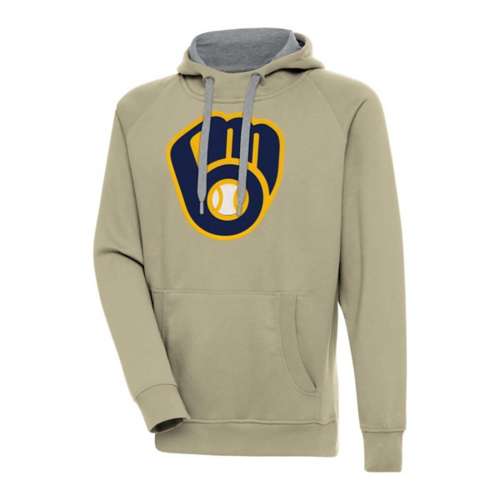 Antigua Milwaukee Brewers Chest Logo Victory Hoodie