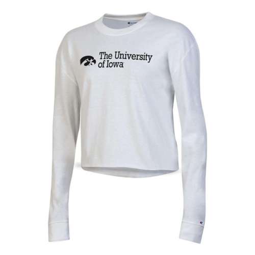 Champion Women's Iowa Hawkeyes Iowa Boyfriend Crop Top Long Sleeve T-Shirt