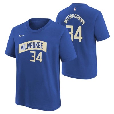 Nike Kids' Milwaukee Bucks Giannis Antetokounmpo #34 2023 City Edition Name & Number T-Shirt