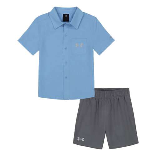Toddler Boys' Under armour Gry Woven Shirt and Shorts Set