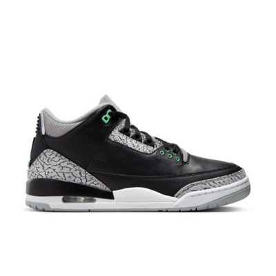 Men's Air Jordan 3 Retro Shoes - Black/Green Glow/Wolf Grey/White