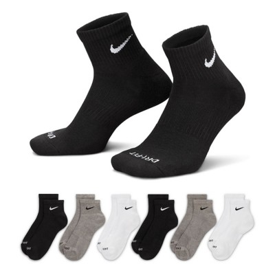 Adult brown nike Everyday Plus Cushioned Training Ankle 6 Pack Quarter Running Socks