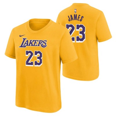 Nike Kids' Los Angeles Lakers LeBron James #23 Icon Name & Number T-Shirt