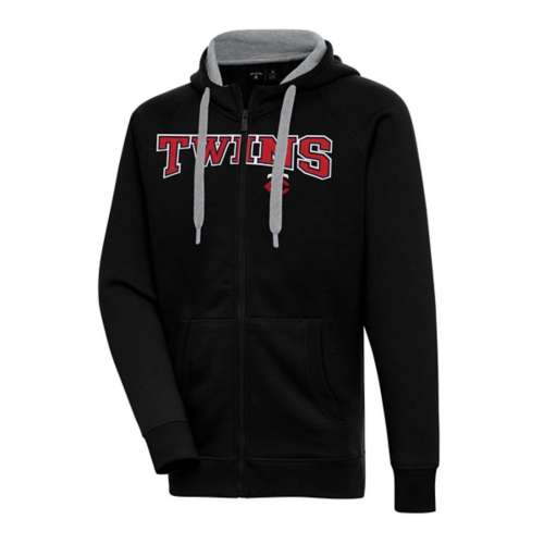 Men's Antigua Heather Gray Boston Red Sox Team Logo Victory Full-Zip Hoodie Size: Extra Large