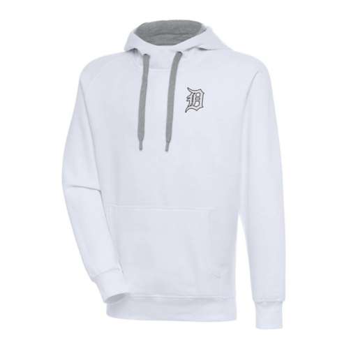 Antigua Detroit Tigers Chenille Chest Logo Victory Pullover Hoodie