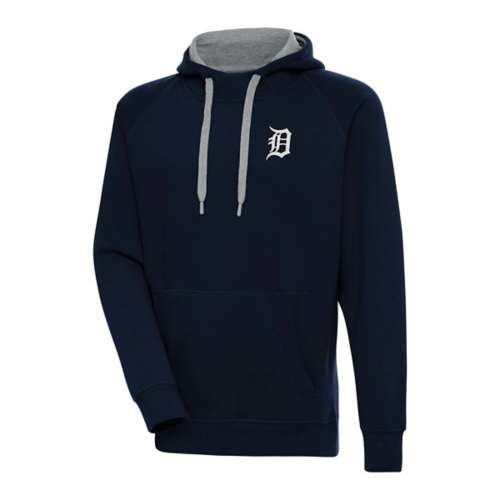 Antigua Detroit Tigers Chenille Chest Logo Victory Pullover Hoodie
