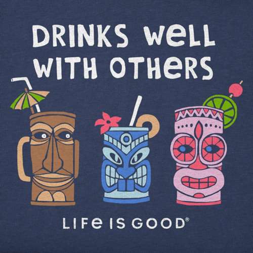 Women's Life is Good Tiki Drinks Well Crusher-LITE V-Neck T-Shirt