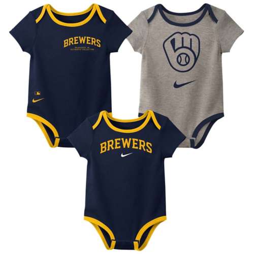 Nike Baby Milwaukee Brewers Fan 3 Piece Onesie Set