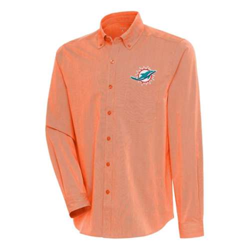 Antigua Miami Dolphins Compression Long Sleeve Button Up