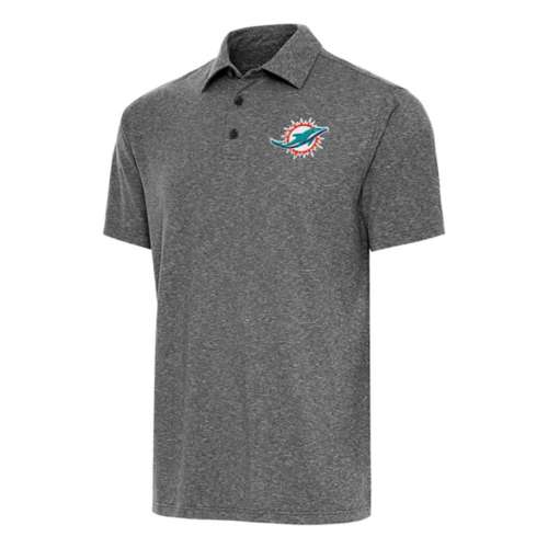 Men's Antigua Black Miami Dolphins Metallic Logo Affluent Polo