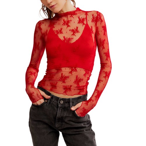 Women's Free People Lady Lux Long Sleeve Mock Neck Shirt