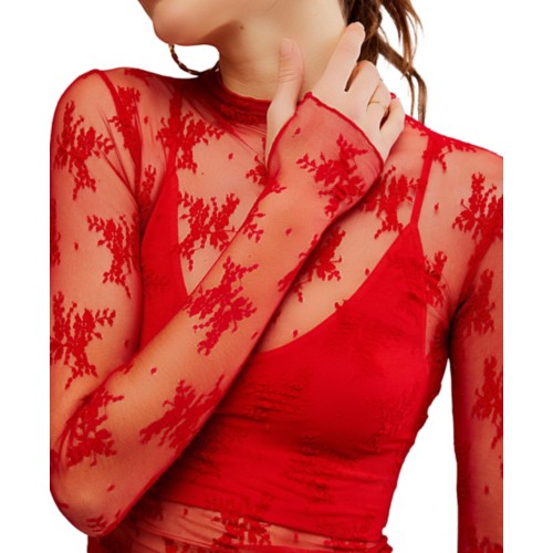 Women's Free People Lady Lux Long Sleeve Mock Neck Shirt