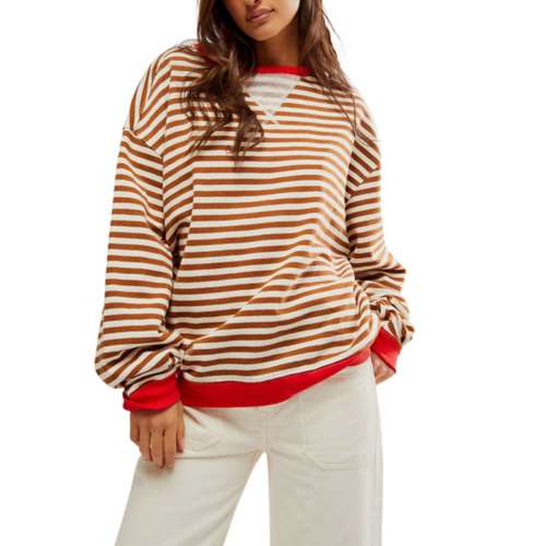 Women's Free People Classic Striped Crewneck long-sleeved sweatshirt