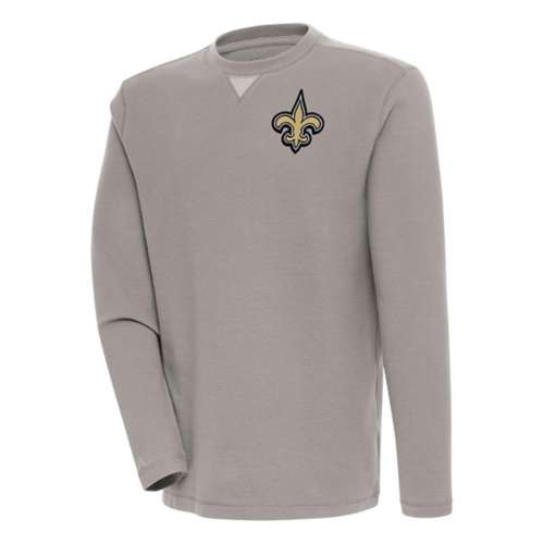 Men's Antigua Gray New Orleans Saints Flier Bunker Pullover Sweatshirt Size: Medium