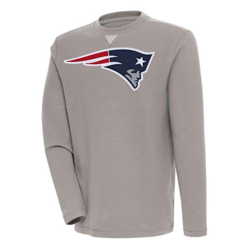 New England Patriots Antigua Big Logo Flier Bunker Crewneck Large Grey