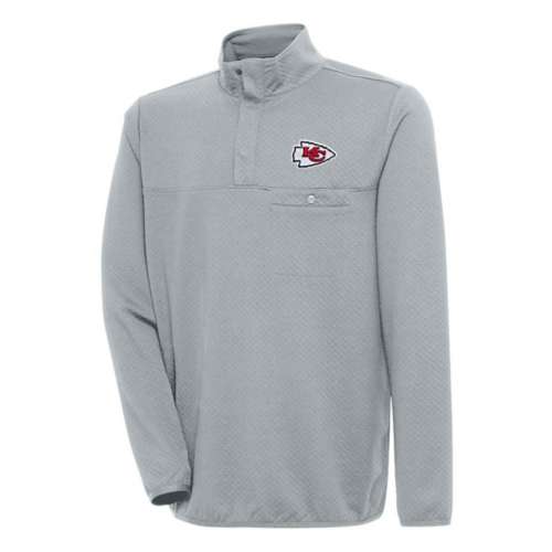 Men's Antigua Heather Gray/Charcoal Kansas City Chiefs Carry Long Sleeve Button-Up Shirt Size: Large