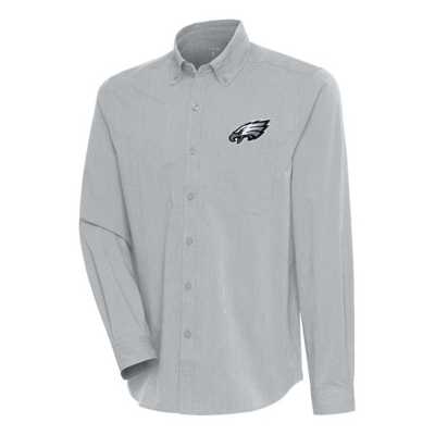 Philadelphia Eagles Antigua Compression Long Sleeve Button Up Large Skyscraper/White