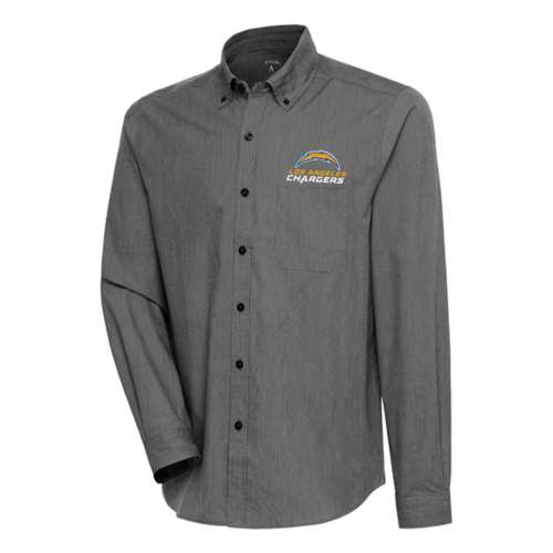 Antigua Los Angeles Chargers Text Compression Long Sleeve Button Up
