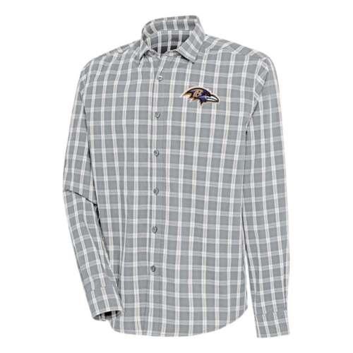 Men's Antigua Heather Gray/Charcoal Baltimore Ravens Carry Long Sleeve Button-Up Shirt
