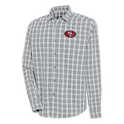 Men's Antigua Heather Gray/Charcoal San Francisco 49ers Carry Long Sleeve Button-Up Shirt Size: Extra Large