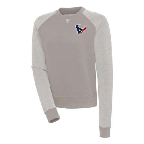 Women's Antigua Oatmeal Houston Texans Flier Bunker Tri-Blend Pullover Sweatshirt Size: Extra Large