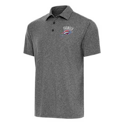 Men's Antigua Heather Black Detroit Lions Par Polo