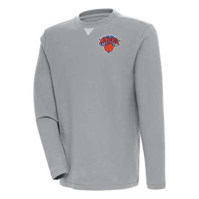 Men's Antigua Gray Kansas City Royals Flier Bunker Pullover Sweatshirt