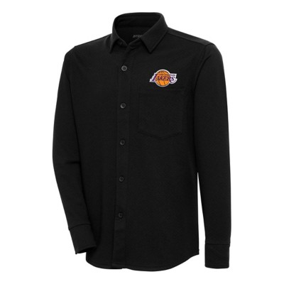 Men's Antigua Black New York Giants Streamer Button-Up Shacket Size: Medium