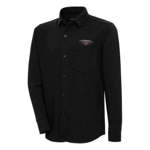 Men's Antigua Black Winnipeg Jets Streamer Button-Up Shacket Size: 3XL