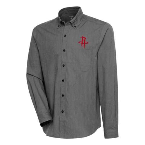 Antigua Houston Rockets Compression Button Down Long Sleeve Button Up