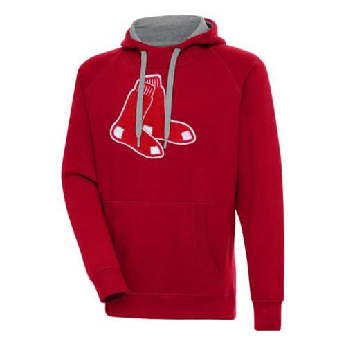 Antigua Boston Red Sox Chenille Big Logo Victory Pullover Hoodie