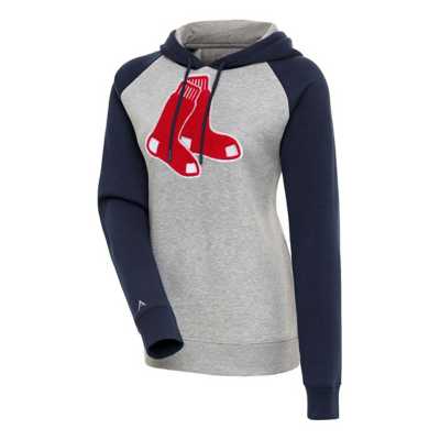 Women's Antigua Heather Gray/Navy Dallas Cowboys Victory Raglan Sleeve Chenille Pullover Hoodie Size: Medium