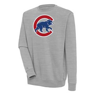 Antigua MLB Chicago Cubs Walking Bear Men's Victory Crew, White, Medium, Cotton