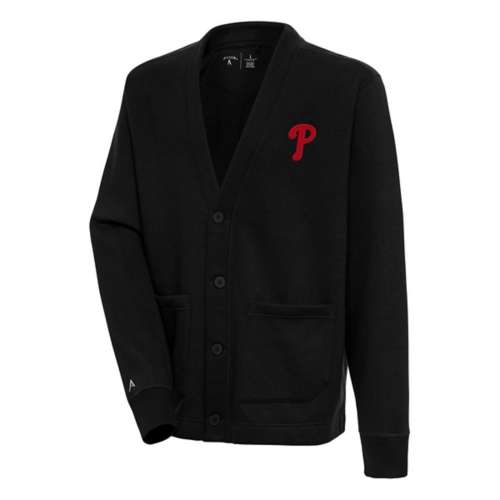 Antigua MLB Philadelphia Phillies Men's Victory Full Zip Jacket, Grey, Small, Cotton