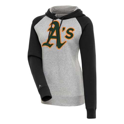 Antigua Oakland Athletics MLB Oakland A's Women's Victory Raglan Hoodie, Black, Medium, Cotton