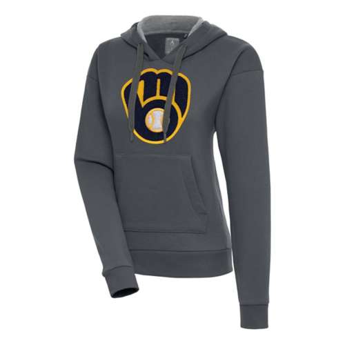 Antigua Women's Milwaukee Brewers Chenille Victory Pullover Hoodie