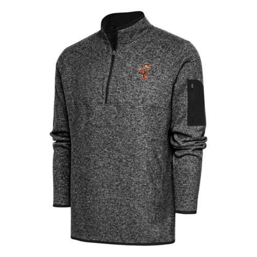 Denver Broncos Antigua Fortune Big & Tall Quarter-Zip Pullover Jacket -  Heather Black