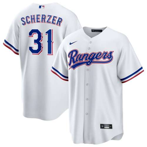 Texas Rangers Jersey, Max Scherzer Dodgers Nationals Outstanding Pitcher  Red Royal 31 Jersey Split Edition - Bluefink