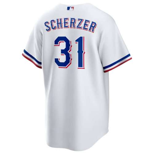 Texas Rangers Jersey, Max Scherzer Dodgers Nationals Outstanding Pitcher  Red Royal 31 Jersey Split Edition - Bluefink