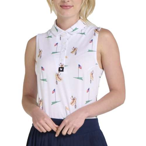 Women's Bad Birdie Dogs At The Turn Sleeveless Golf Polo