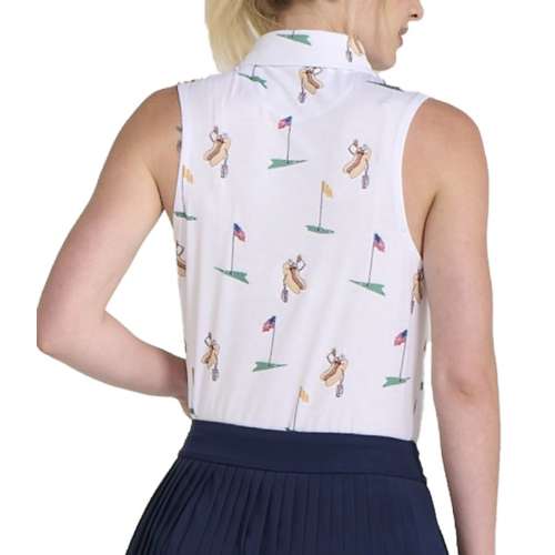 Women's Bad Birdie Dogs At The Turn Sleeveless Golf Polo