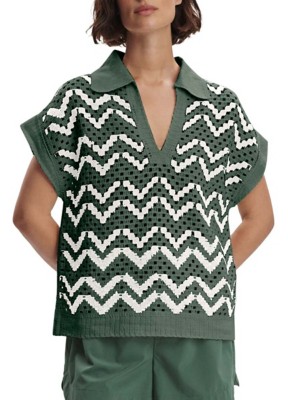 (取寄) バーリー レディース ジョエル クローシェ ポロ トップ Varley women Joelle Crochet Polo Top Cilantro Women's Varley Joelle Crochet Polo | SCHEELS.com
